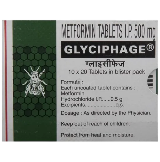 glyciphage 500mg tablet 20's